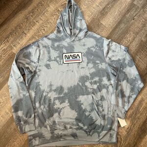 NASA Logo Gray Tie-Dye Hoodie - Men's Casual Pullover